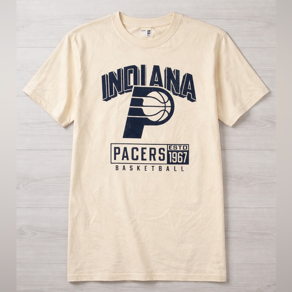 NWT [NBA] Indiana Pacers NBA Short-Sleeved T-Shirt Off White/Navy Men’s L XL 2XL